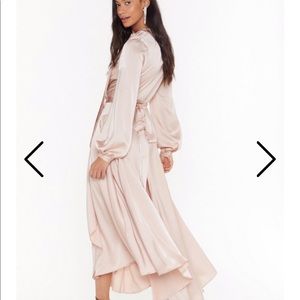 Nasty Gal Dresses - Champagne Satin long sleeve puff sleeve dress Nasty Gal Dresses - Champagne Satin long sleeve puff sleeve dress
